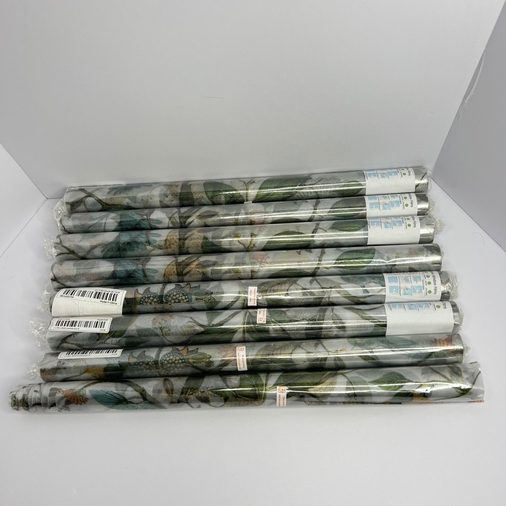 8 Rolls Floral Bird Static Cling Window Film Lemons Bluebirds Removable Reusable